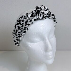 Slip Mulberry Silk Double Knot Headband Black White
